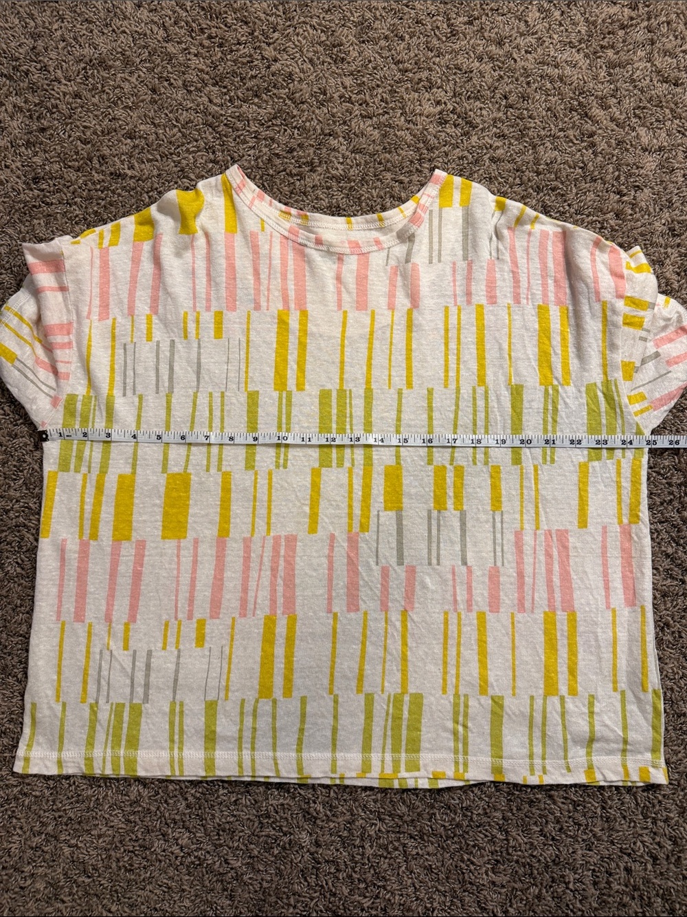 Gudrun Sjoden Short Sleeve Geometric Print Top in Pink, Yellow, and Green - Picture 5 of 6